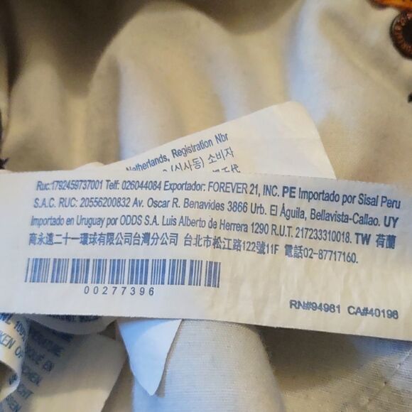 New Forever 21 Women's Size S Blue Yellow Sunflower print cuffed shorts zip - Picture 8 of 9